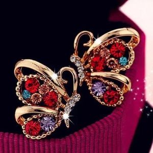 NEW Gold 18k plated Butterfly Sapphire Earrings